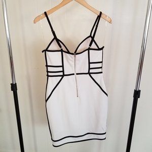 White Dress with Black Line Design
